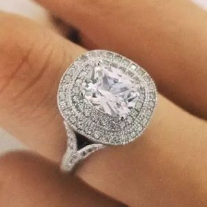 925 Silver Wedding Engagement Diamond Ring New